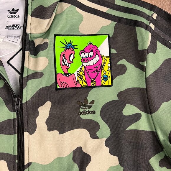NEW Jeremy Scott x Adidas Camo Illustrated Artwork Track Jacket Sz S - Picture 4 of 14